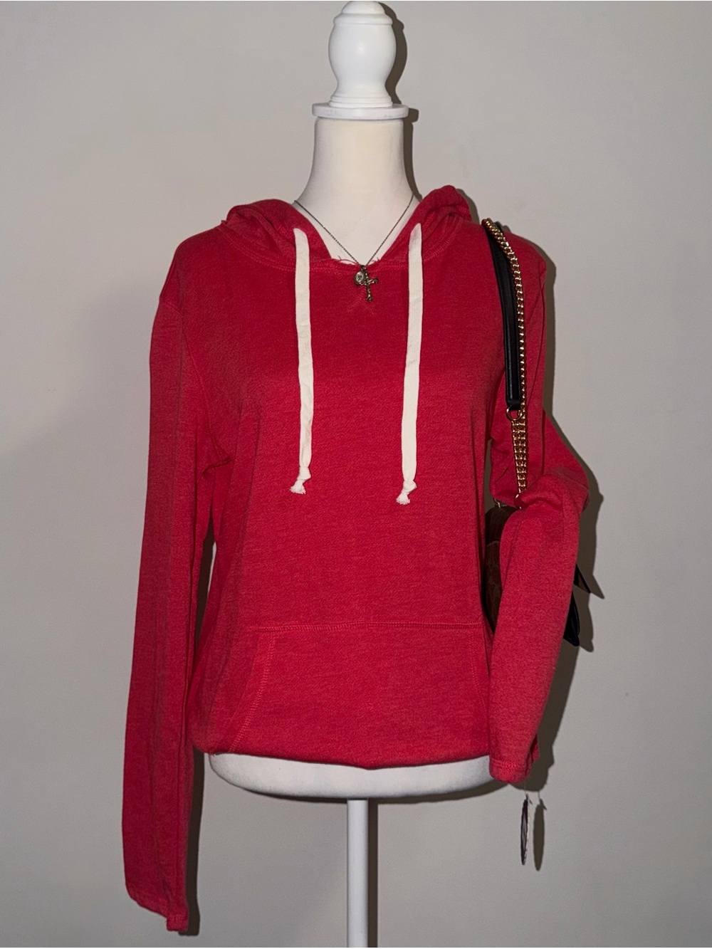 2000s vintage style red long sleeve hoodie